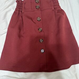 Maroon Addie Size Small Skirt with Buttons